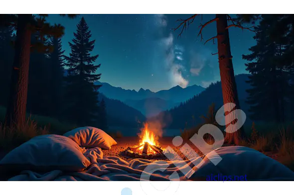Cozy Campfire Under Starry Night in the Mountains