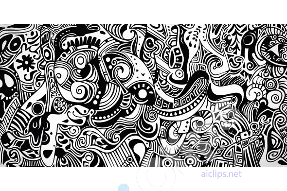 Abstract Black and White Doodle Art