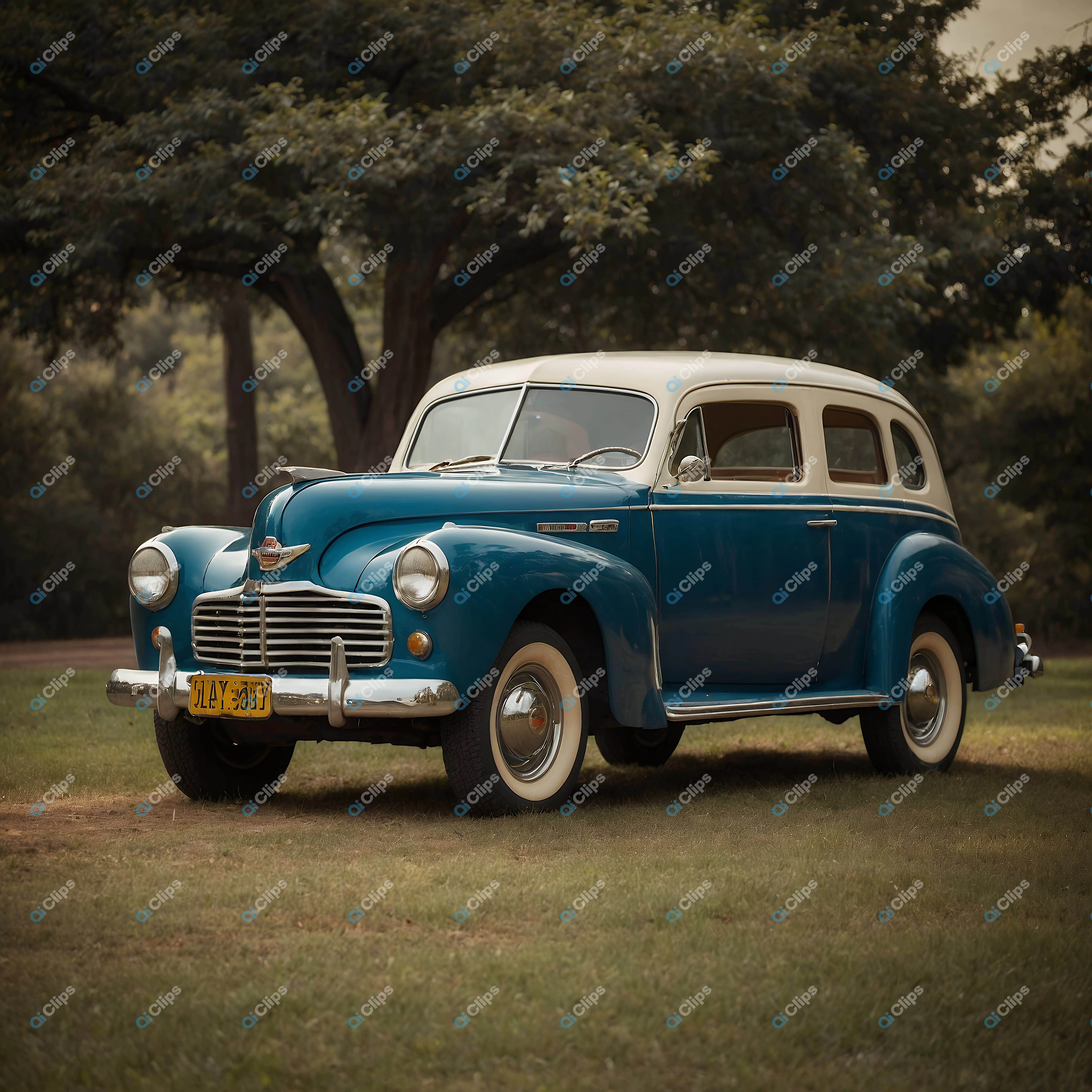 Vintage Blue Classic Car