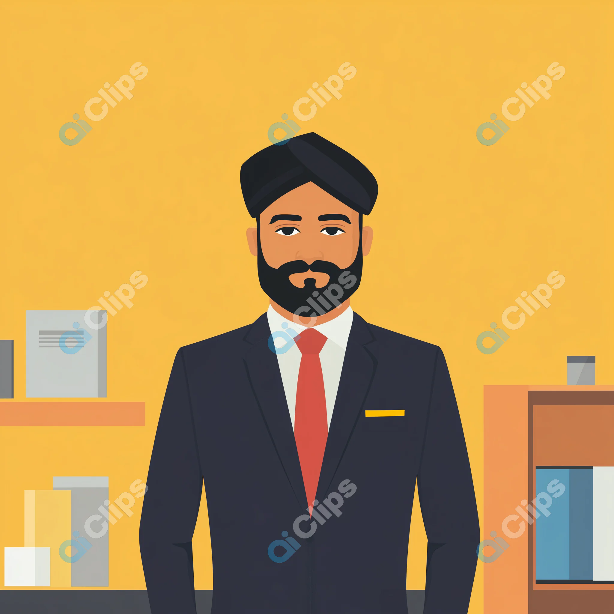 Professional Man in Office Illustration