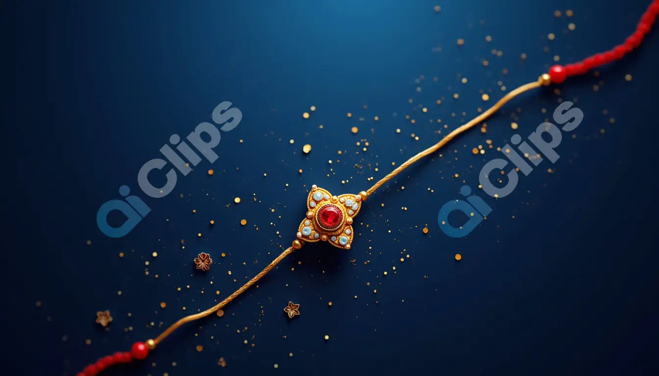 Elegant Gold and Red Rakhi with Intricate Design