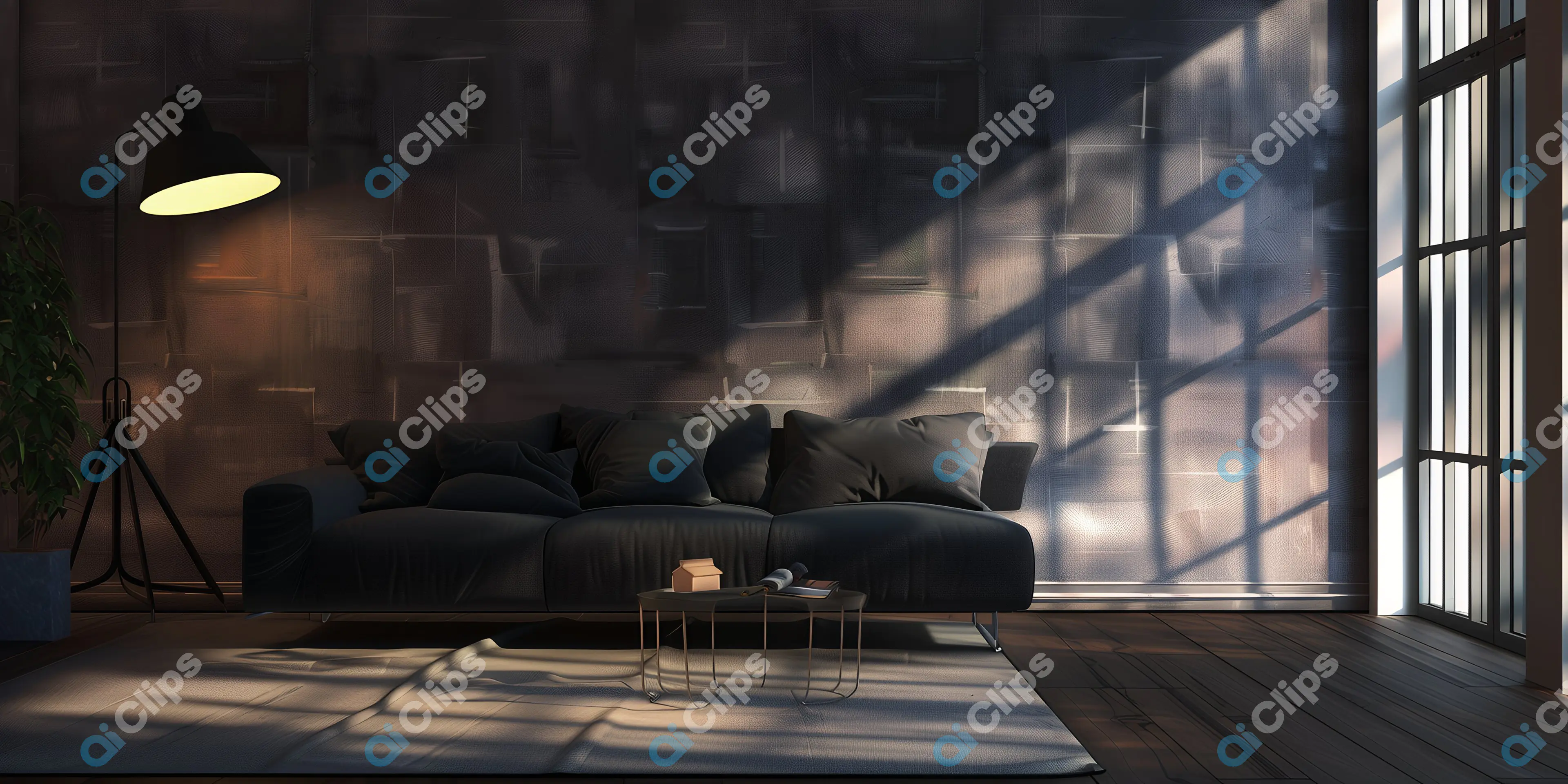 Modern Living Room with Evening Light