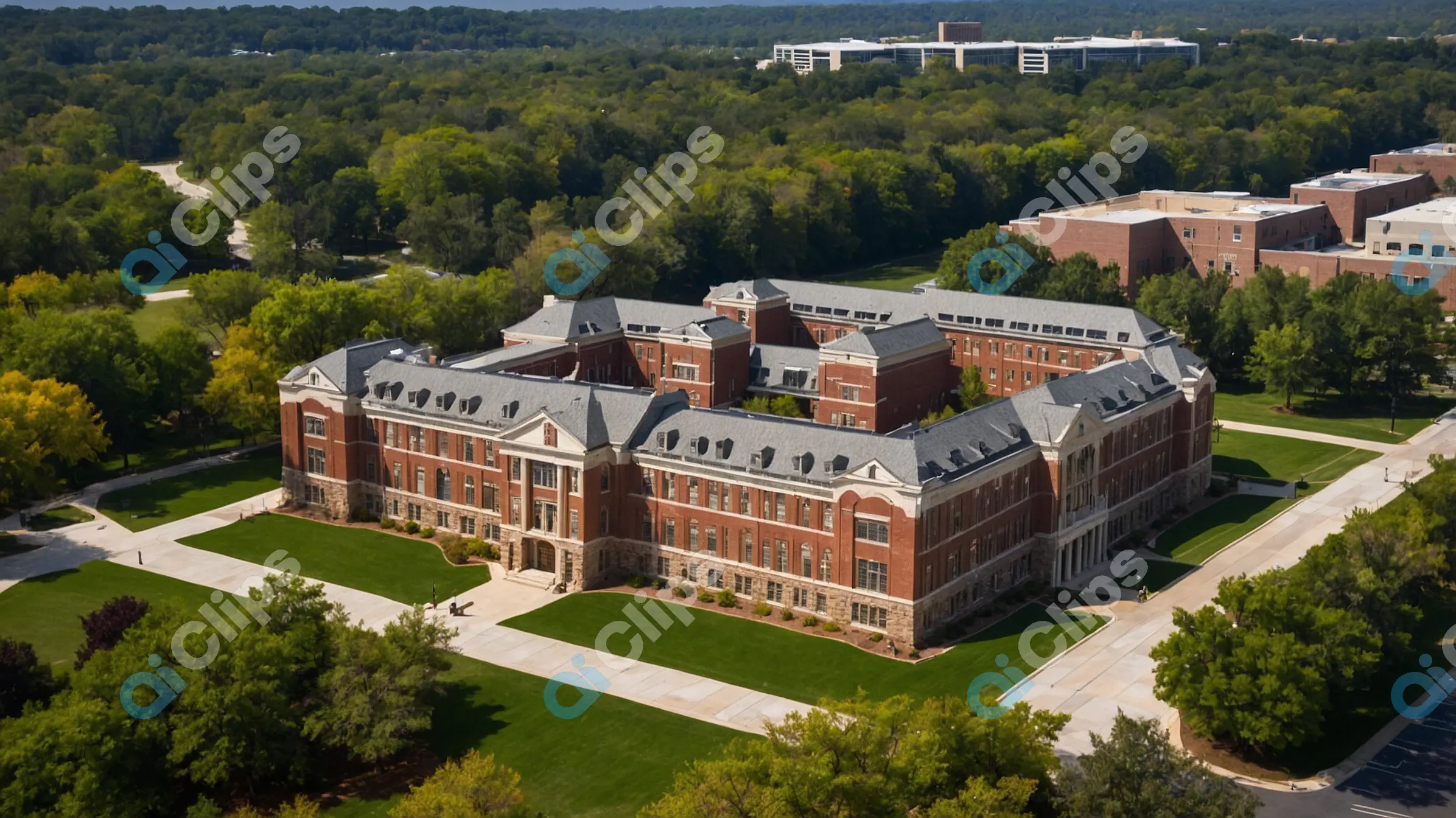 Historic Campus Building Aerial View
