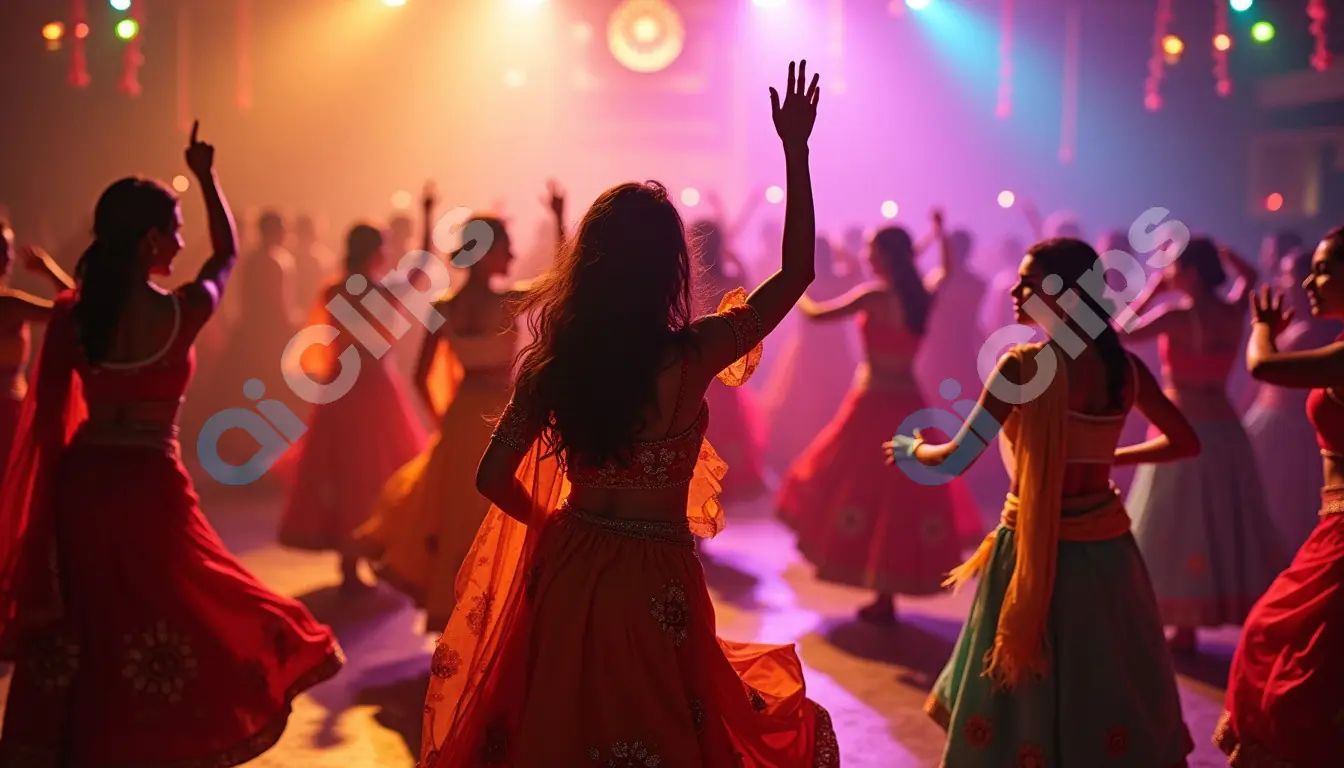 Women Dancing in a Traditional Garba Celebration