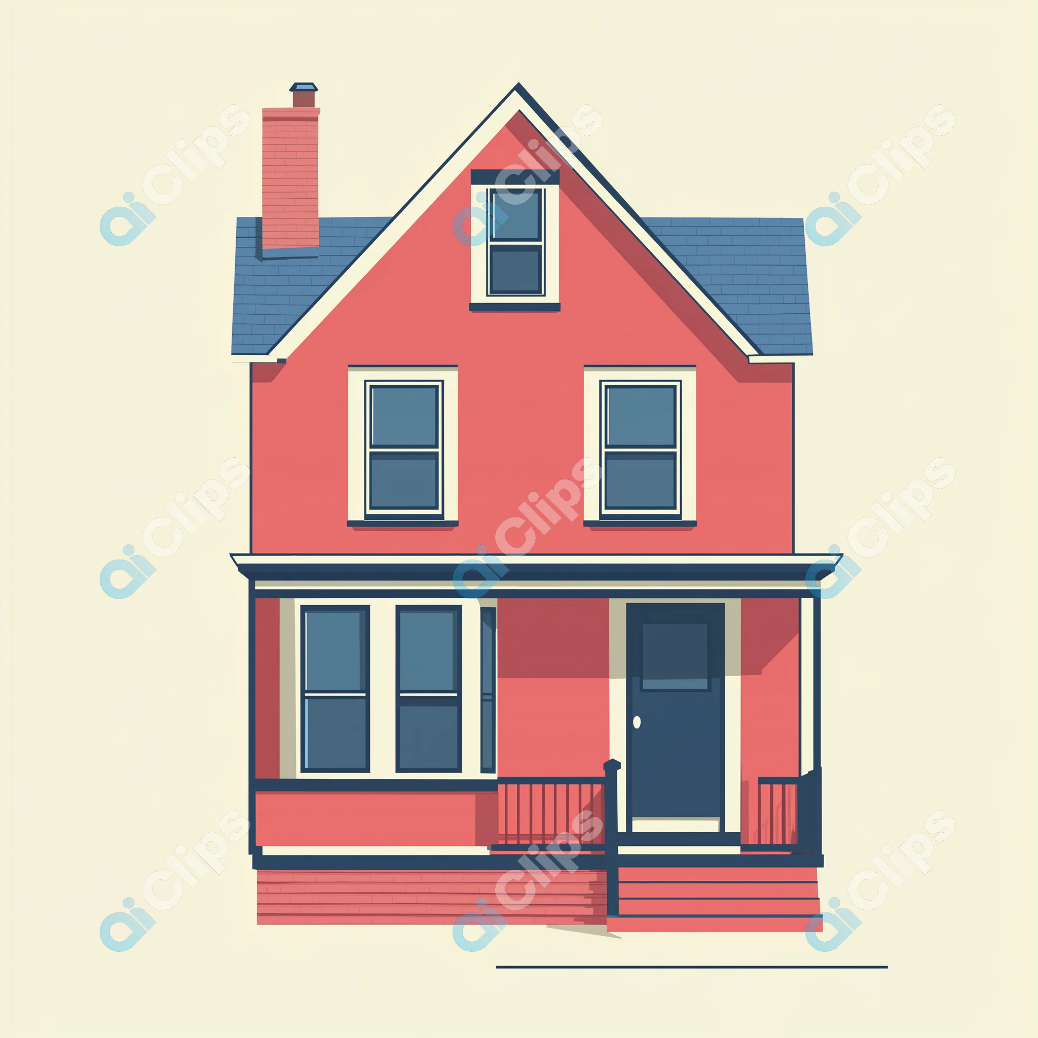 Classic Red House Illustration