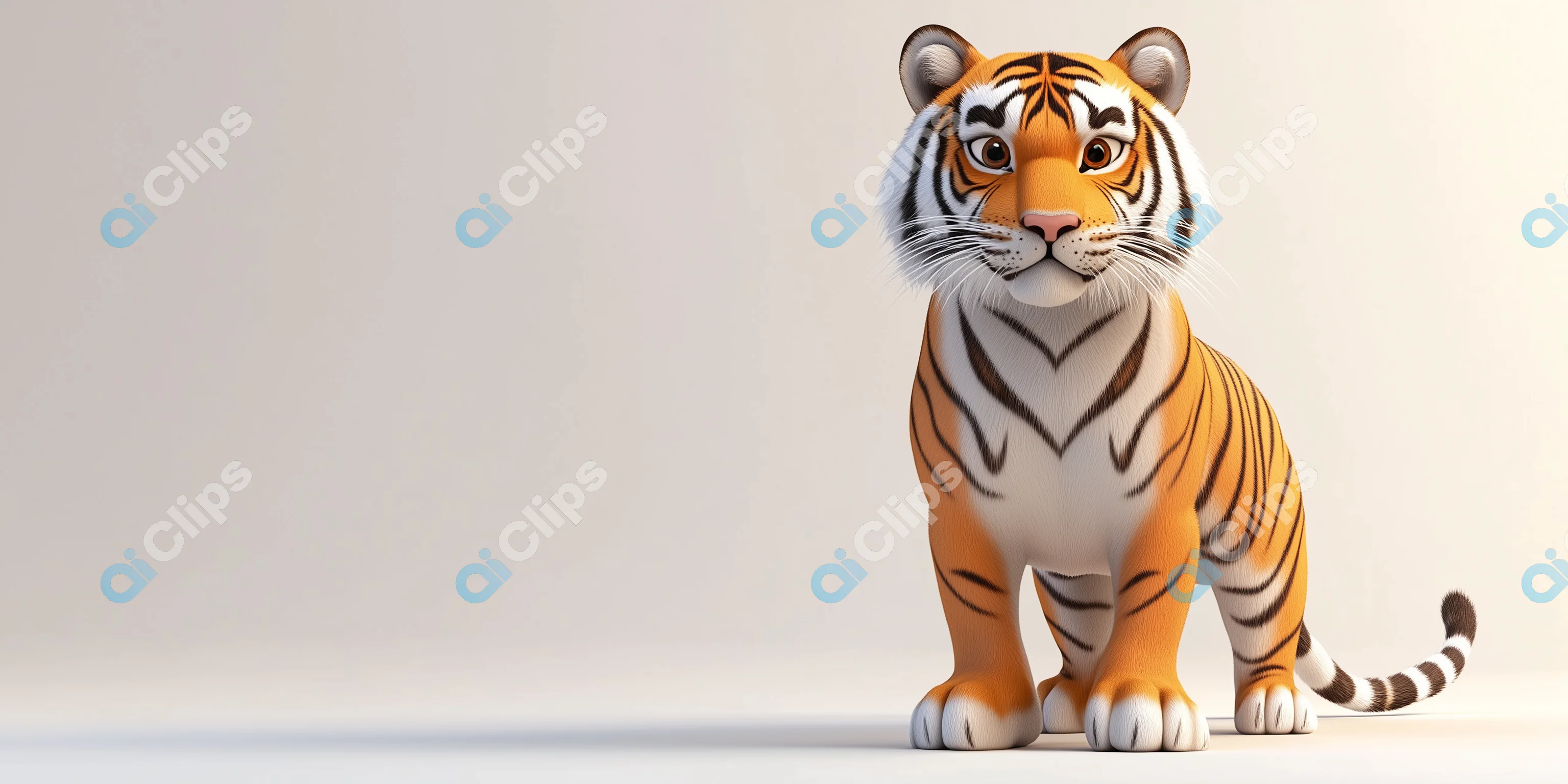 Adorable Cartoon Tiger Render
