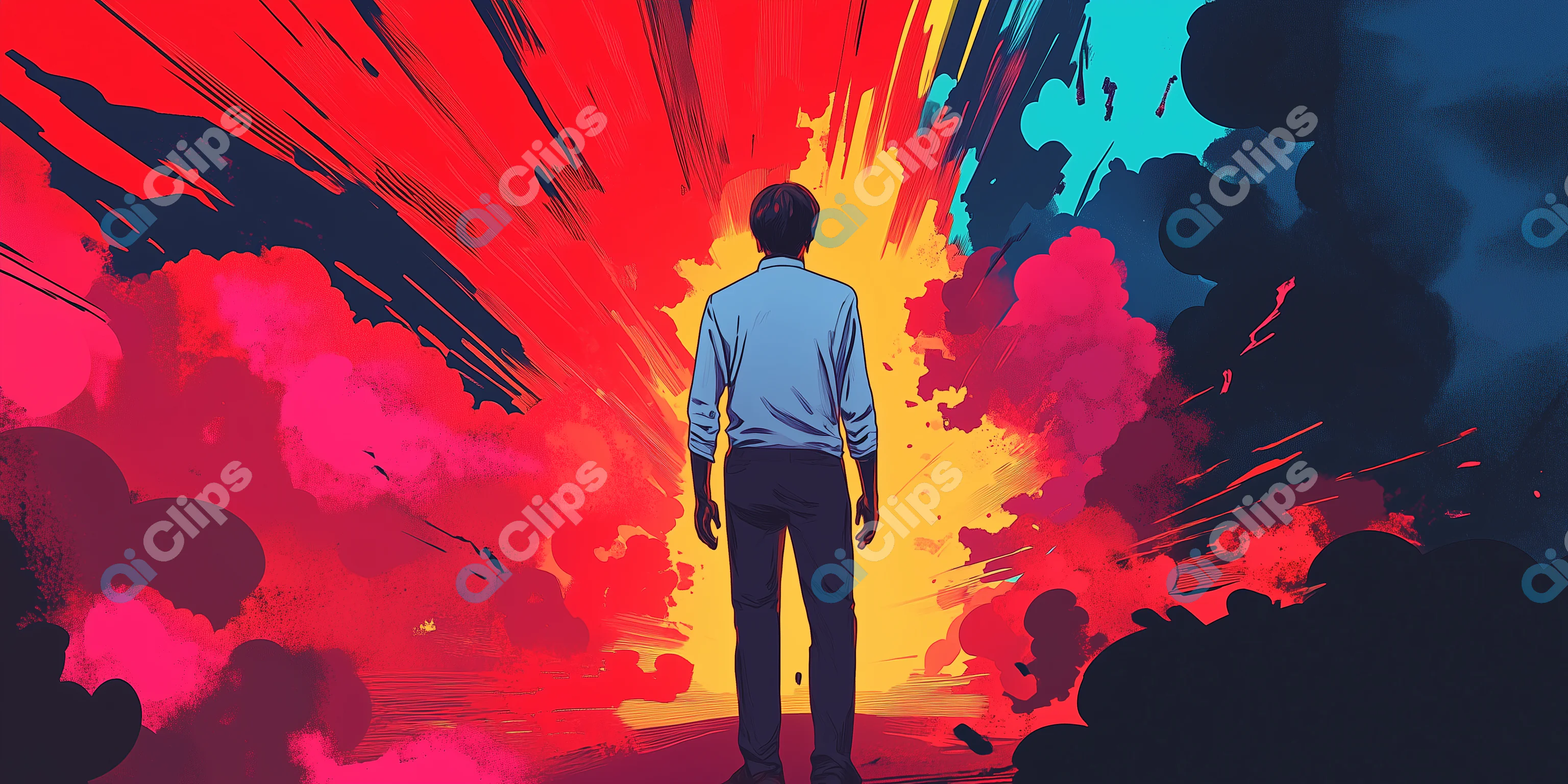 Man Facing Explosive Colors