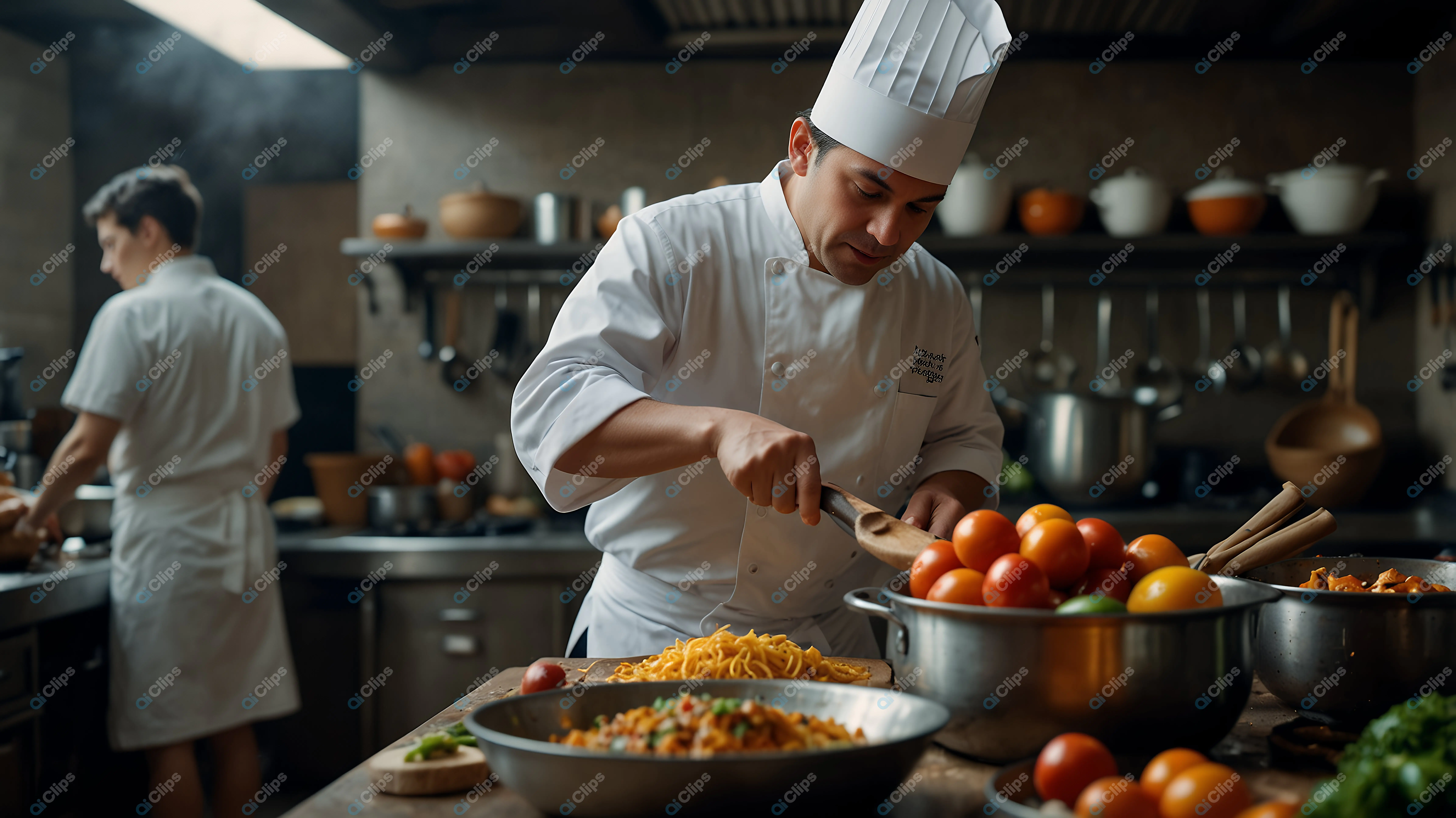 Chef Preparing Meal in Professional Kitchen