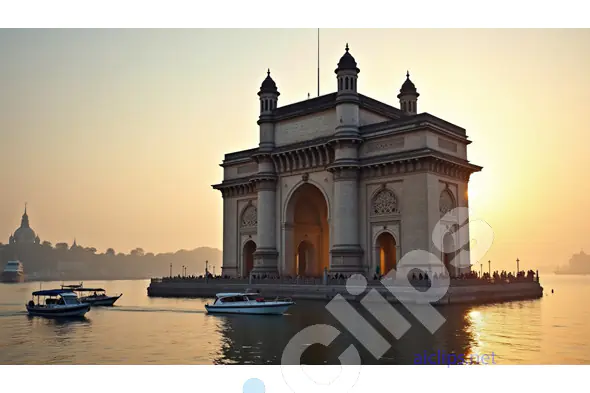 Gateway of India at Sunset with Boats on the Arabian Sea