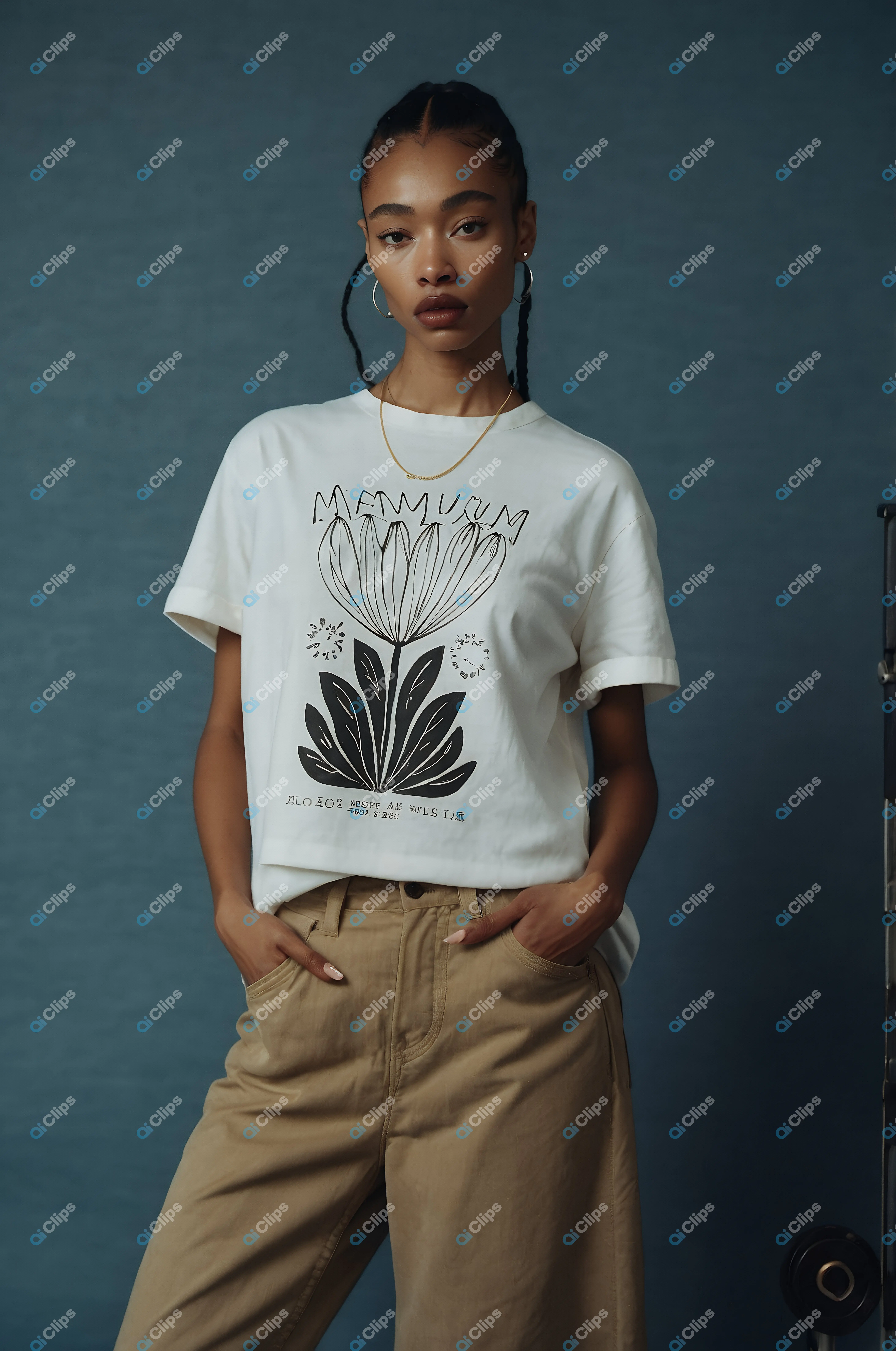 Stylish Woman in Graphic Tee