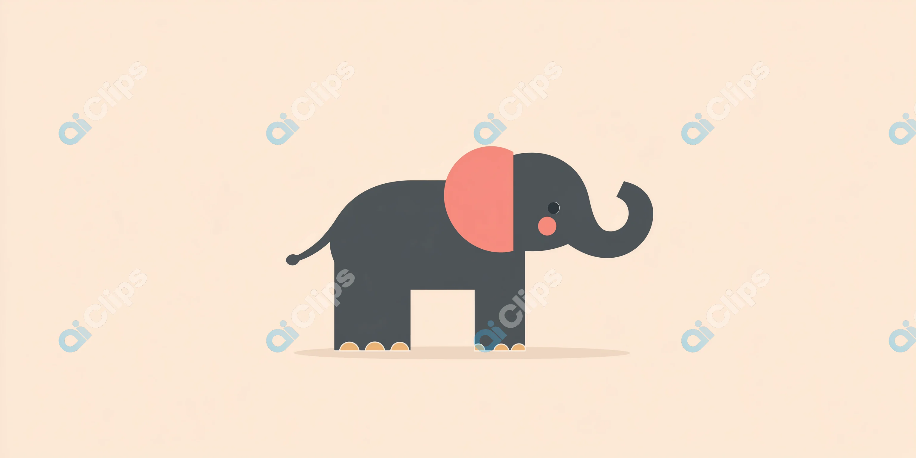 Cute Elephant Cartoon Illustration