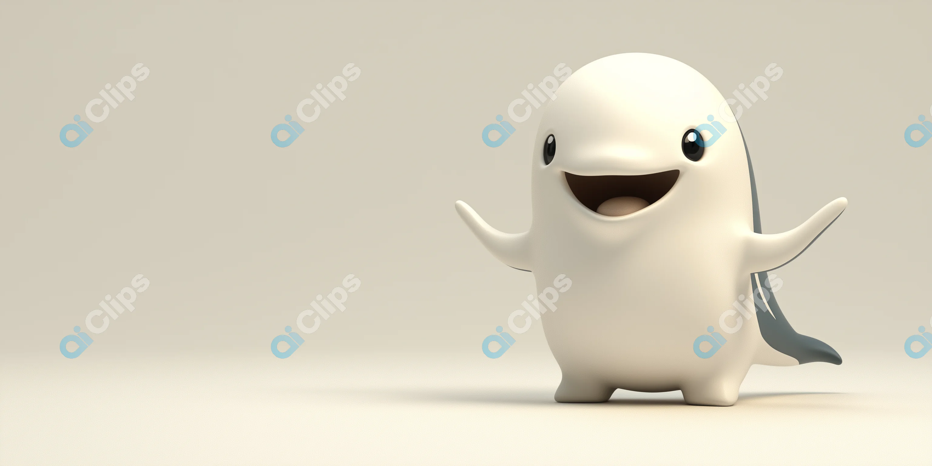 Happy Cartoon Whale Render