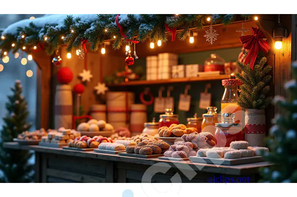 Cozy Christmas Market Stall with Holiday Baked Goods