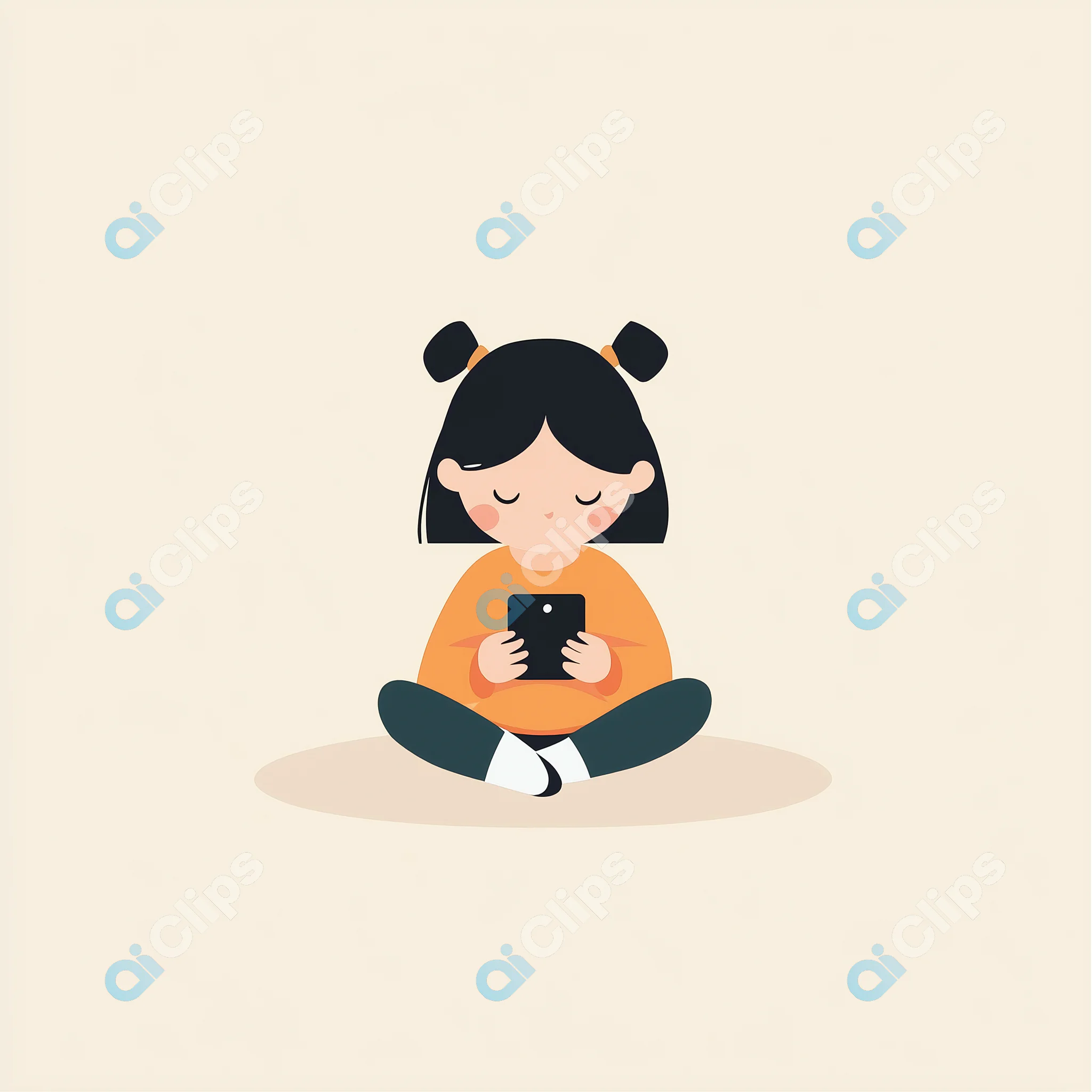 Girl with Smartphone Illustration