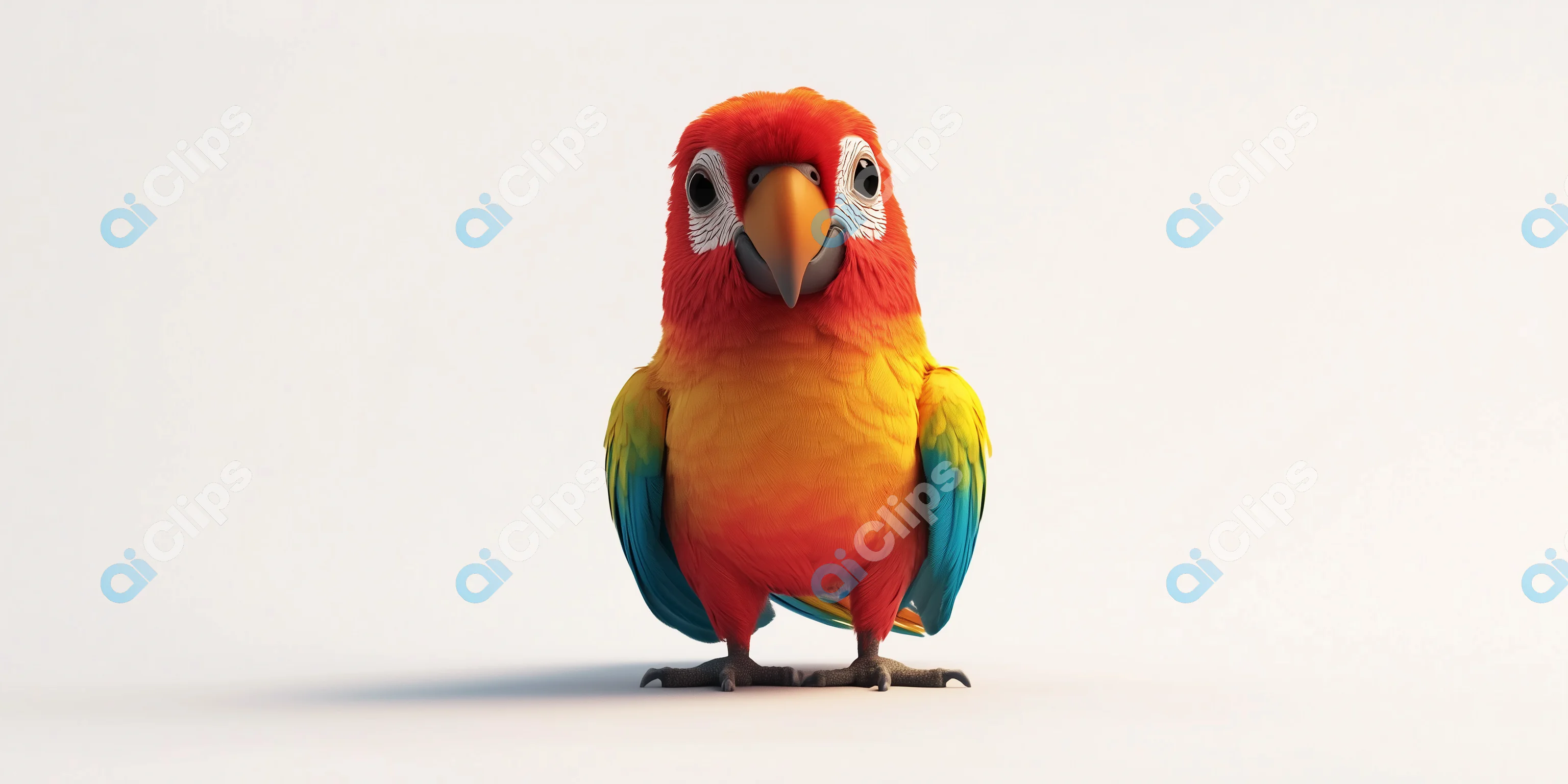 Colorful Cartoon Parrot Render