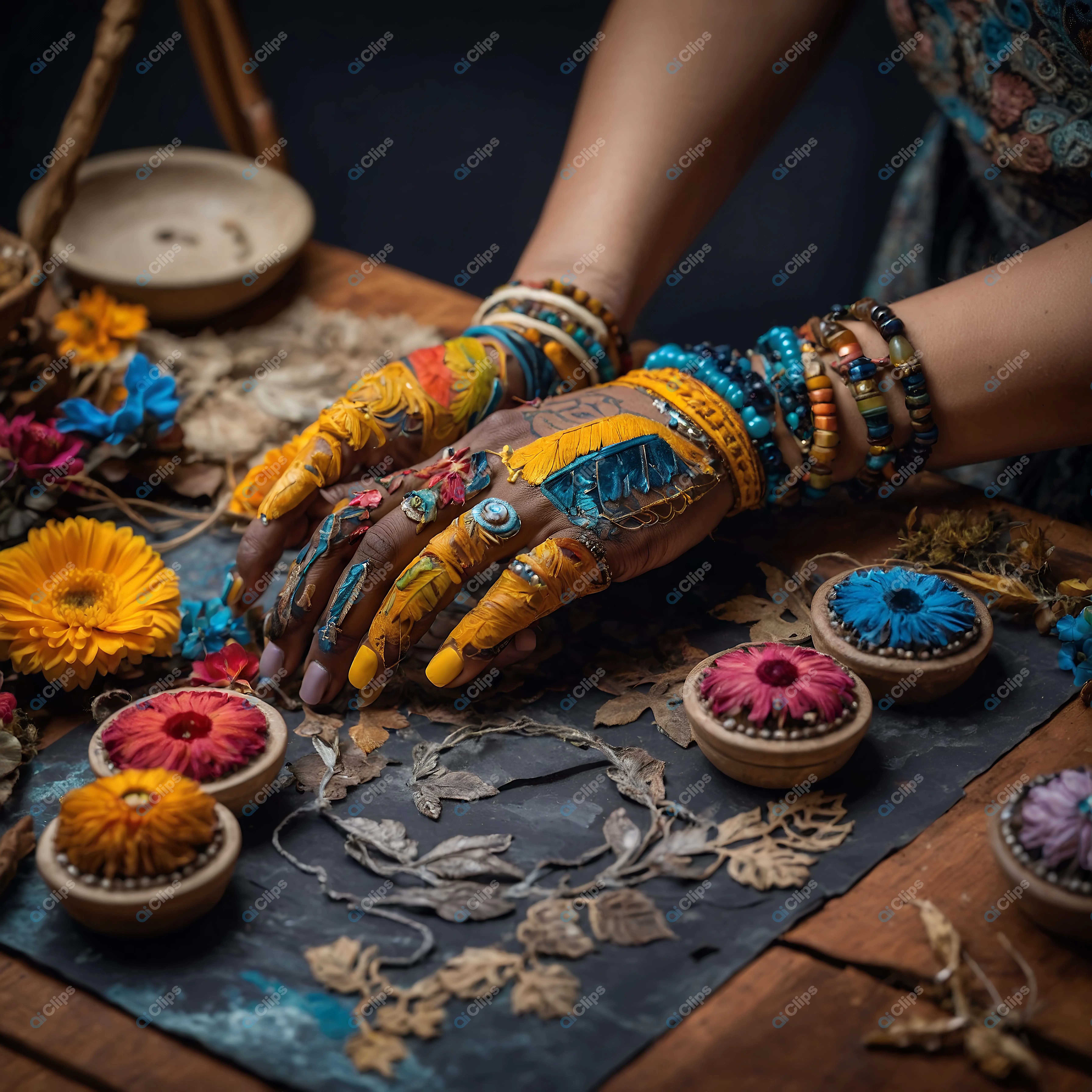 Bohemian Hand Art with Flowers