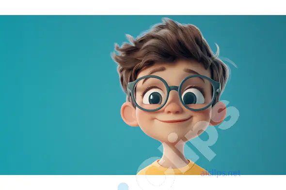 Cute Cartoon Boy with Glasses