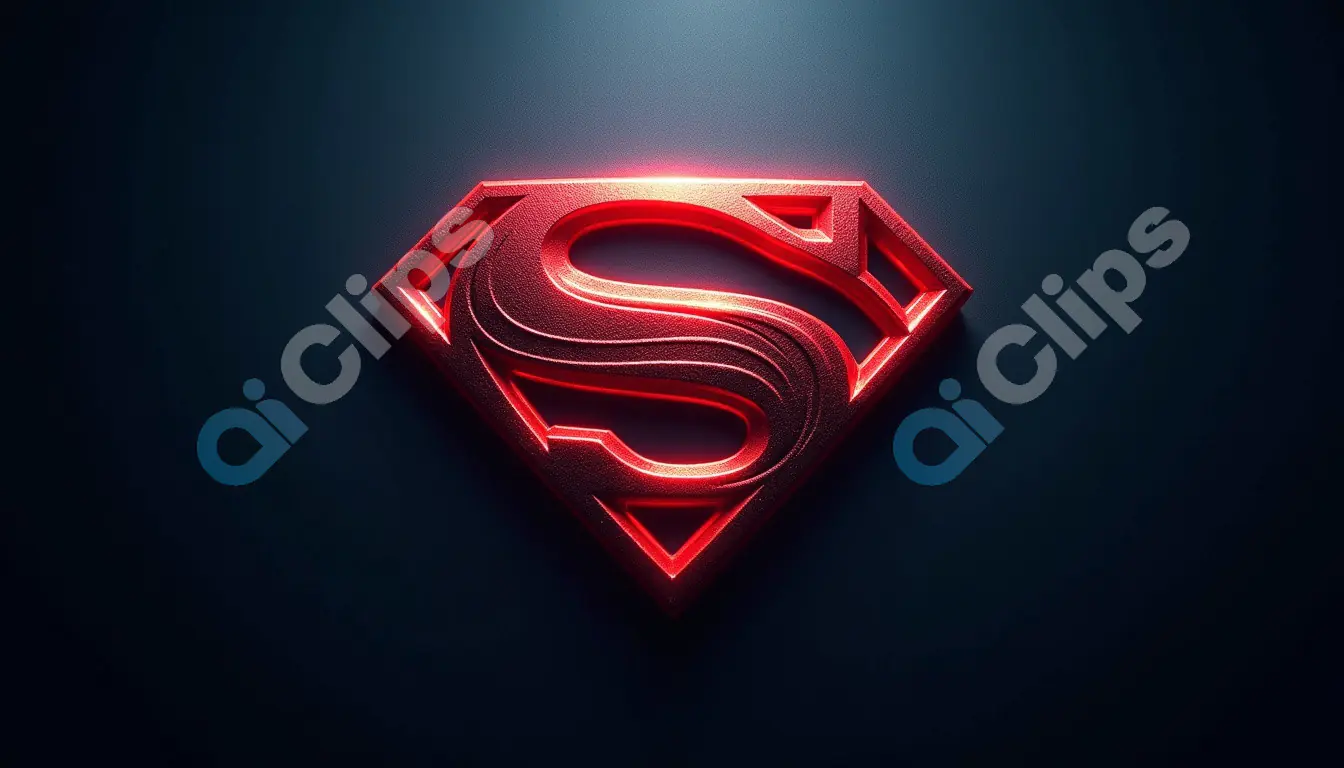 3D Superman Logo on Dark Background
