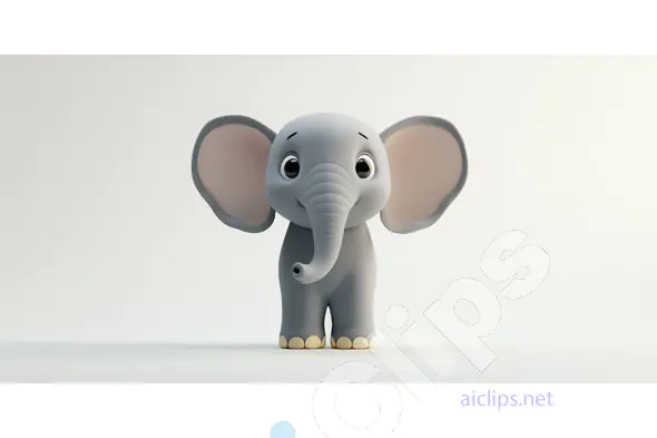 Adorable Cartoon Elephant Render