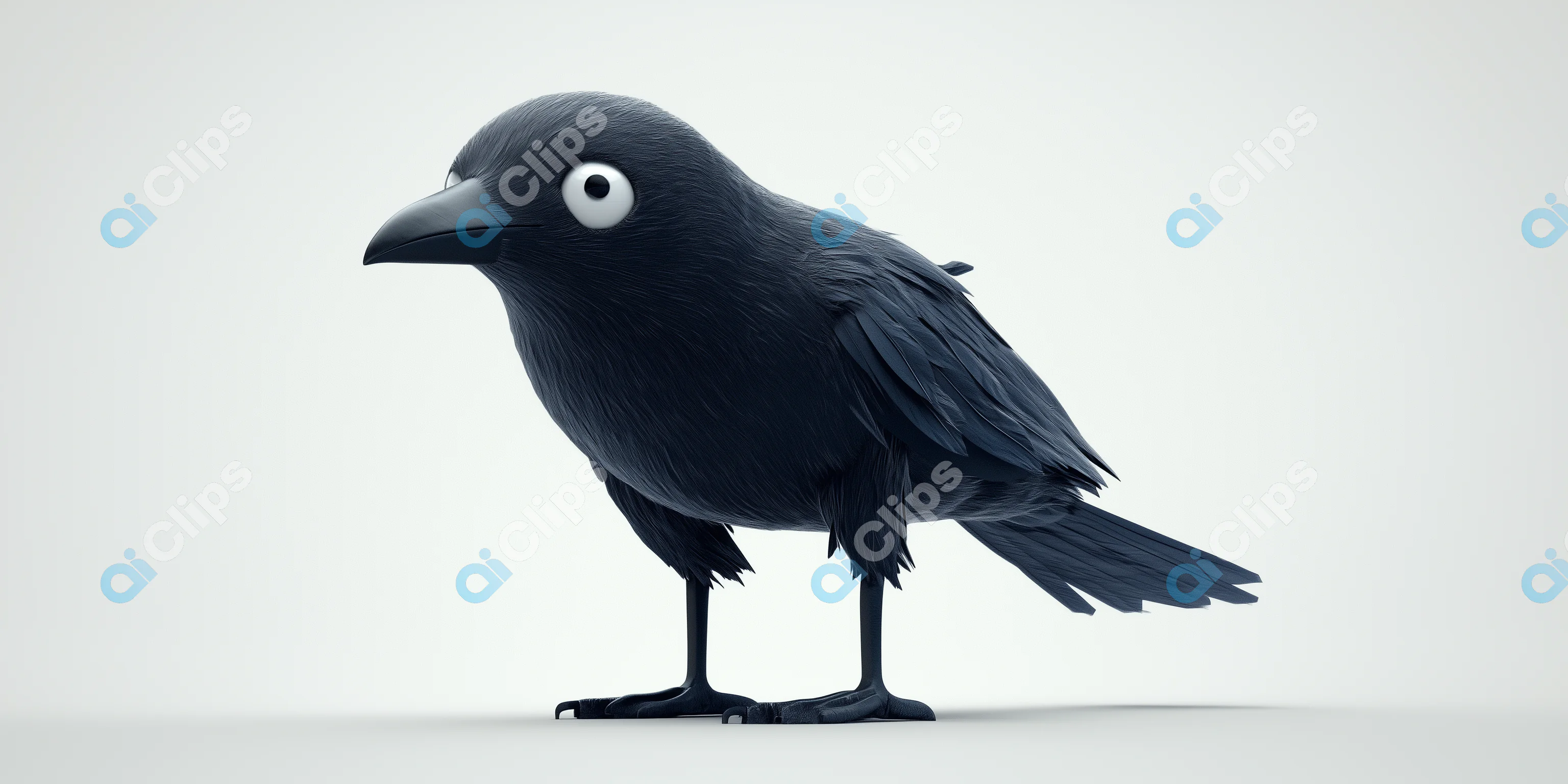 Cute 3D Black Bird Illustration