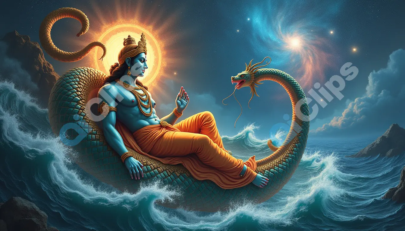 Lord Vishnu Resting on Sheshnag