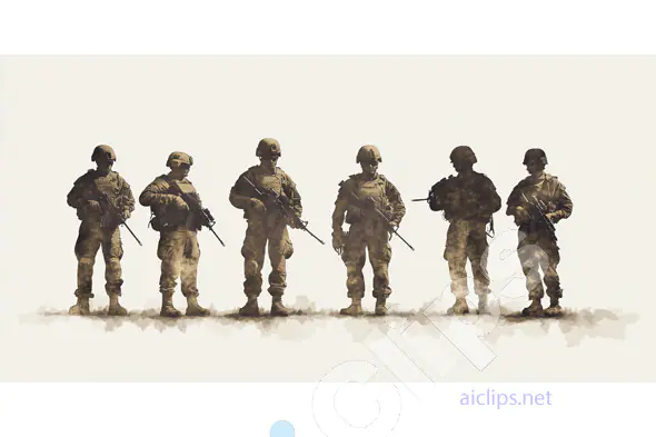 Soldiers in Formation Silhouette