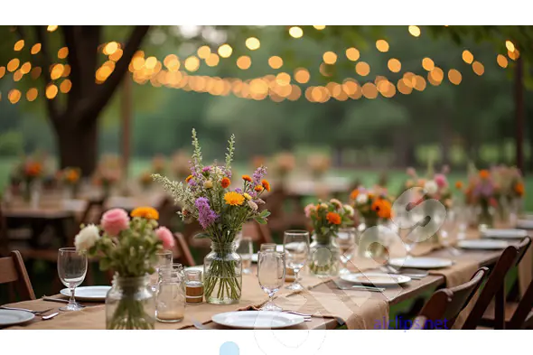 Charming Outdoor Wedding Reception with Floral Decor