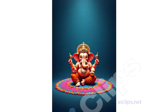 Traditional Lord Ganesha 3D Art with Rangoli