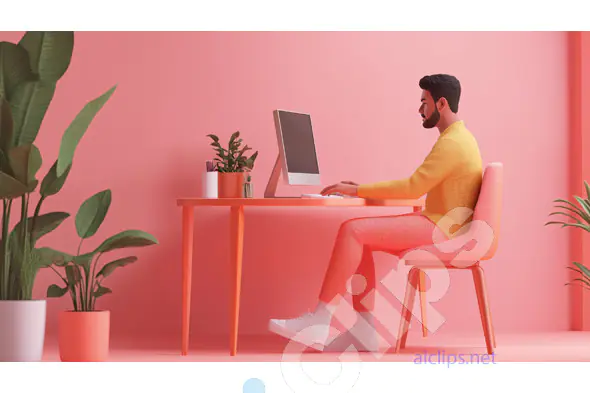 Modern Workspace in Pink and Orange