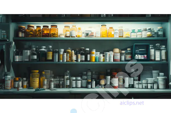Medicine Cabinet with Assorted Bottles