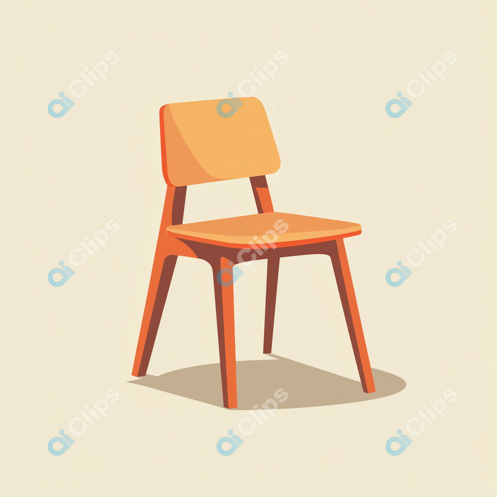 Minimalist Orange Chair Illustration