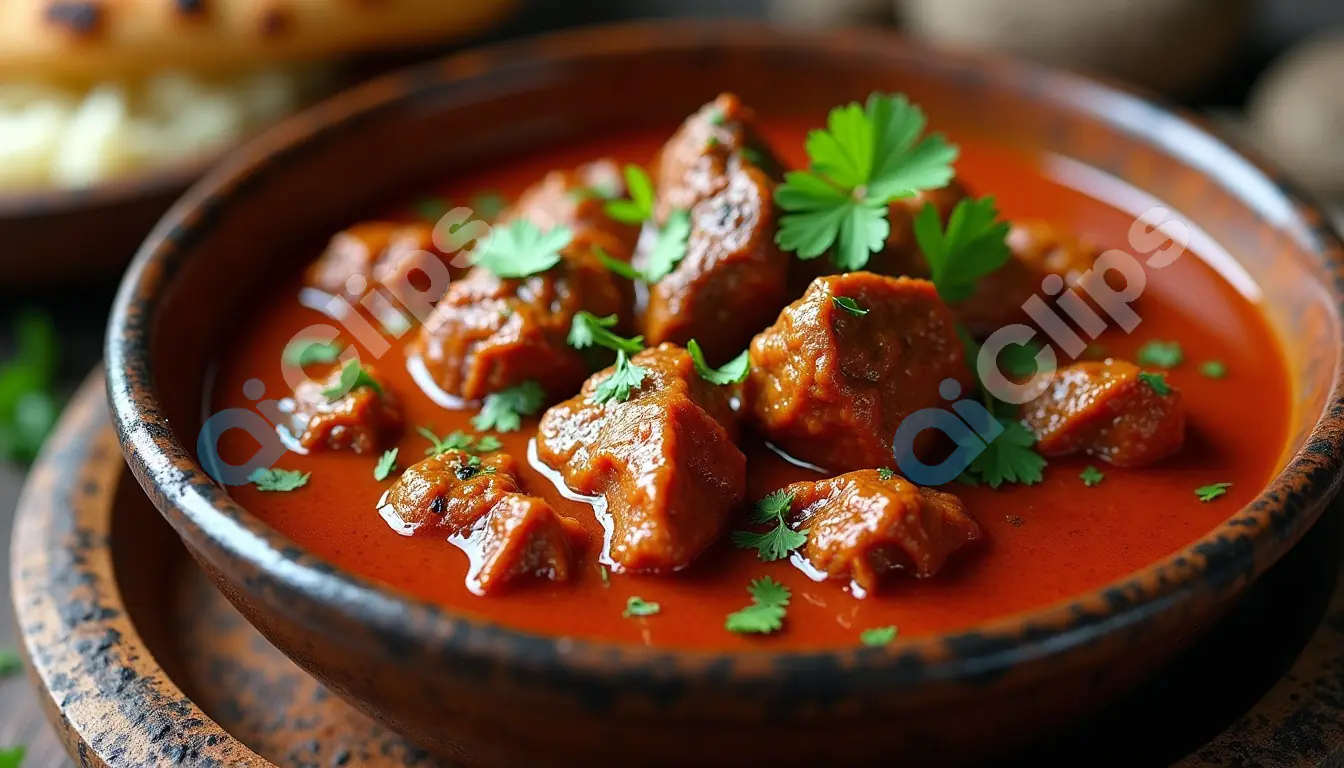 Spicy Indian Mutton Curry in Rich Red Gravy