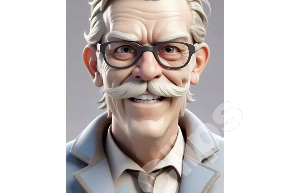 Smiling Elderly Man Cartoon