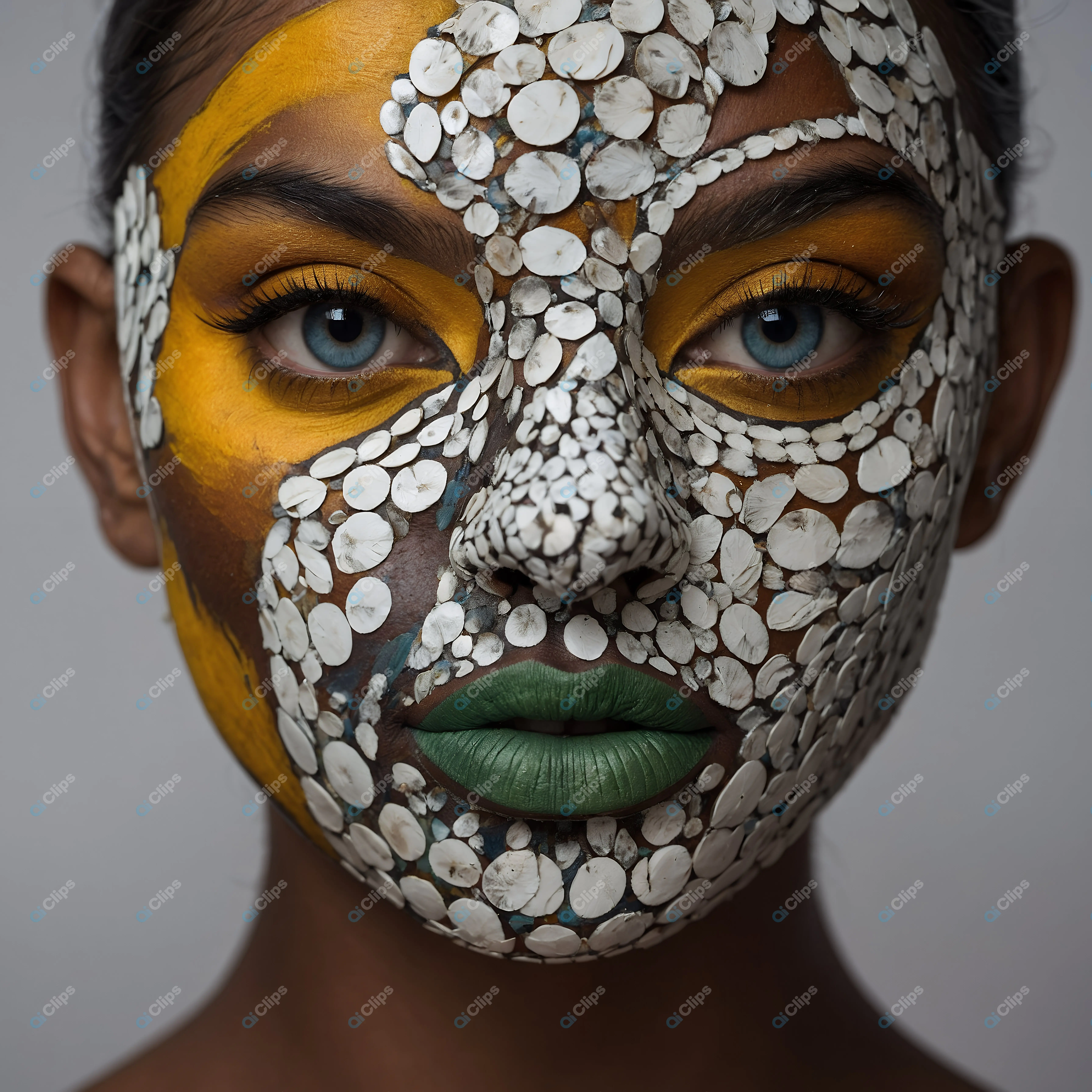 Artistic Face Paint with Shells