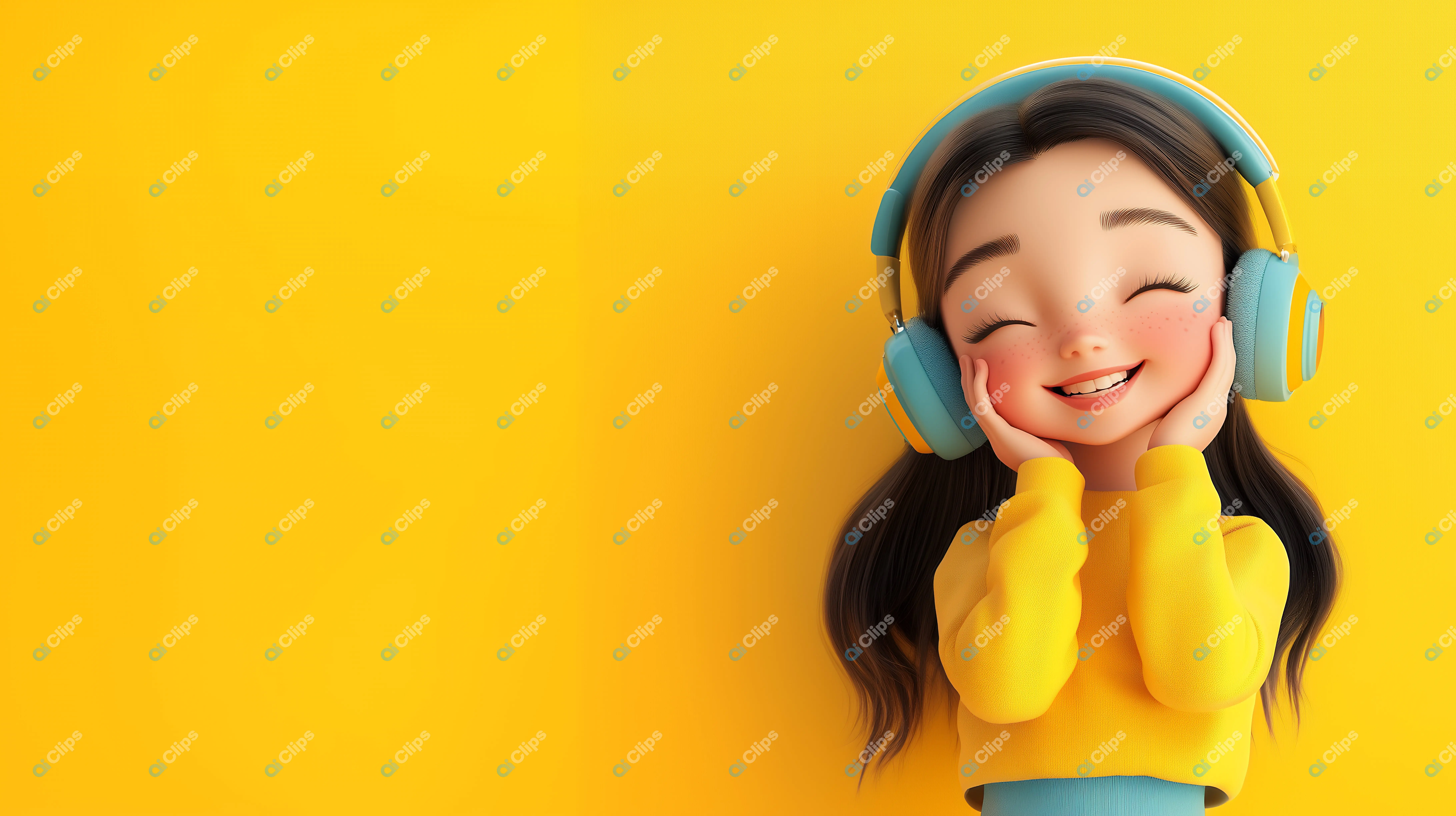 Happy Girl with Headphone