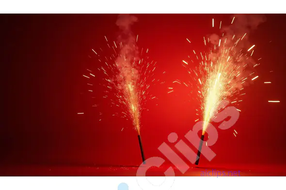 Sparklers Erupting with Bright Flames on a Red Background