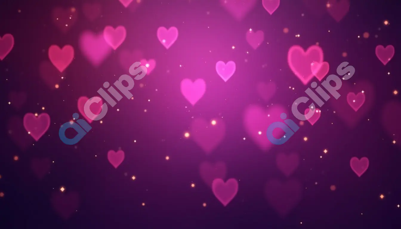 Floating Pink Hearts on Purple Background