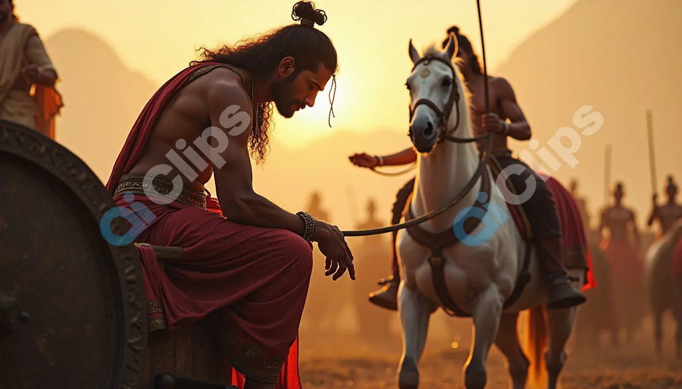 Pensive Warrior at Sunset