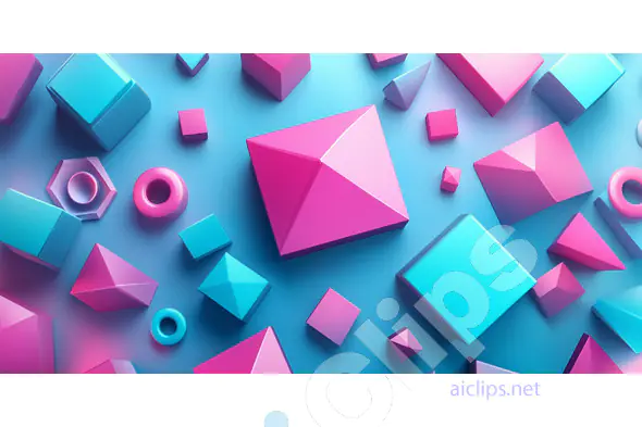 3D Geometric Shapes in Pink and Blue