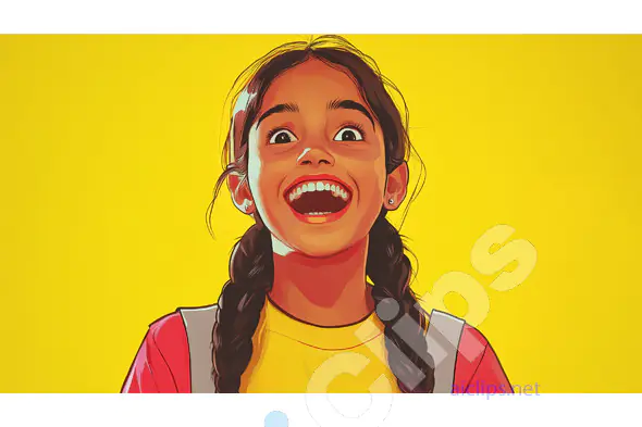 Happy Girl with Braids Smiling