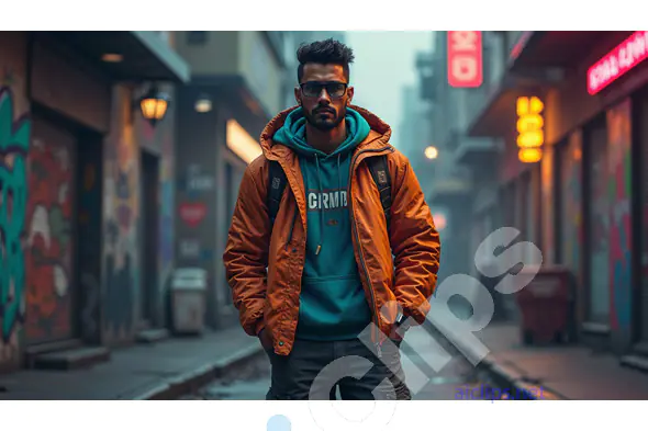 Urban Fashion Portrait in a Neon-Lit Alley