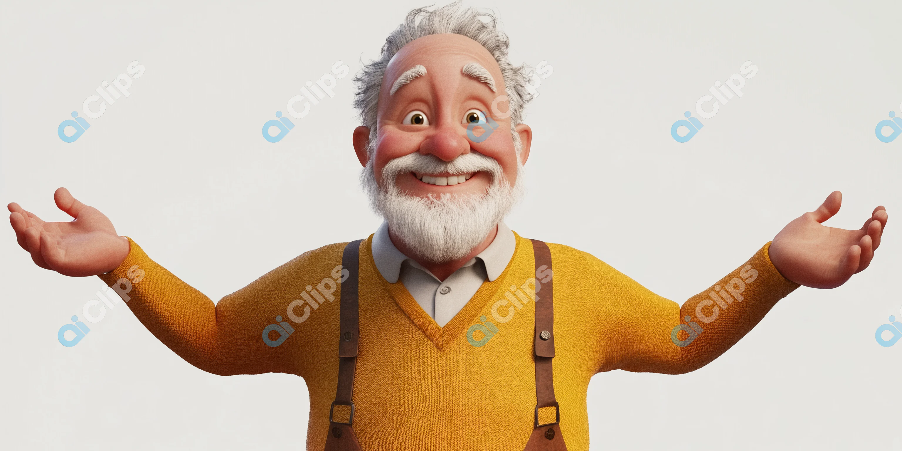 Friendly Cartoon Grandpa Render