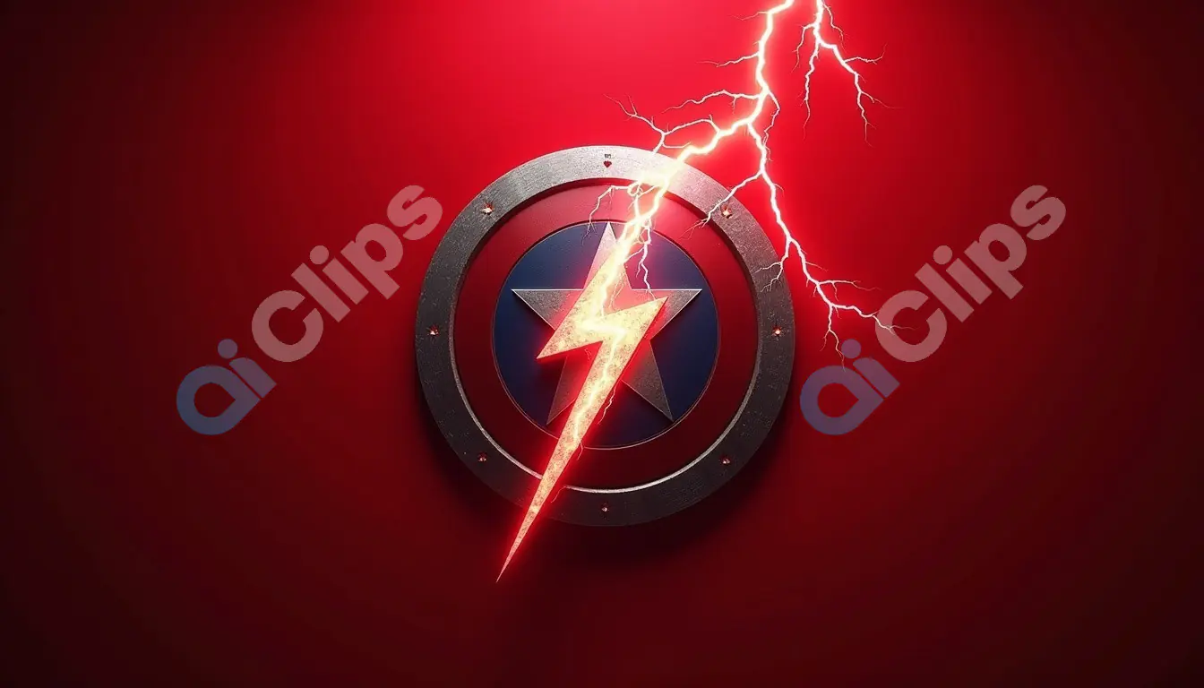 Red Lightning Shield with Star Emblem