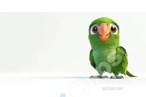 Cute Green Parrot Render