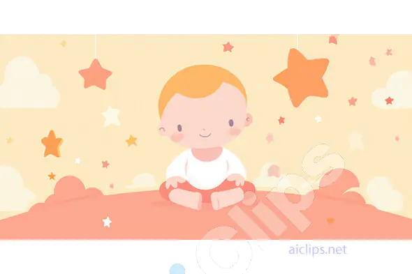 Cute Baby with Stars Illustration