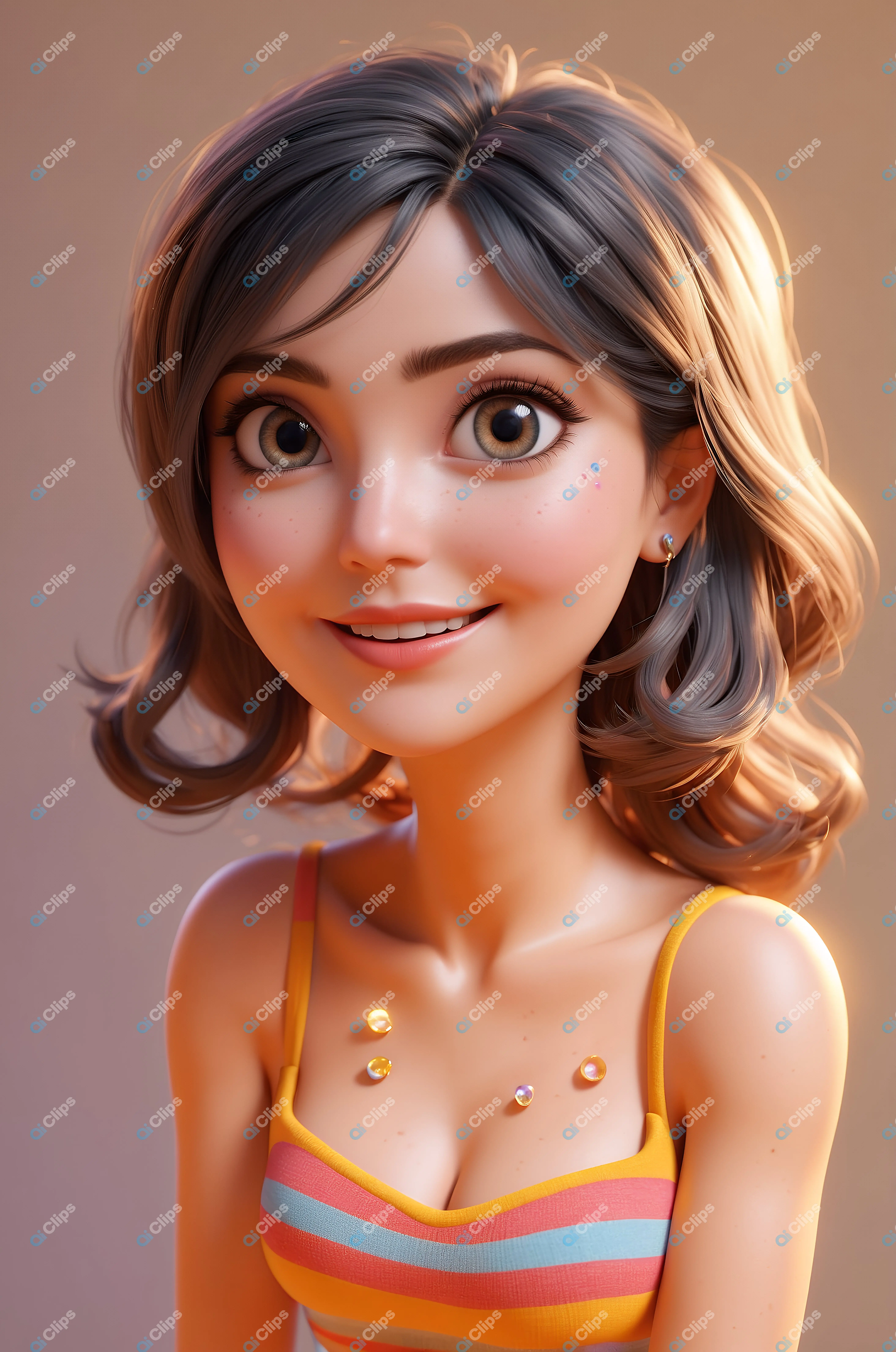 Cheerful Cartoon Girl