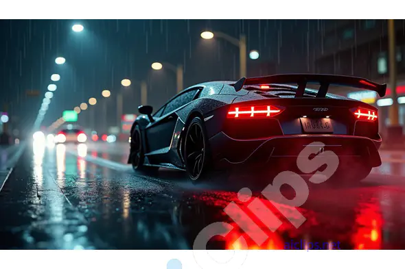 Midnight Supercar in Neon Rain