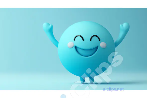 Happy Blue Cartoon Character