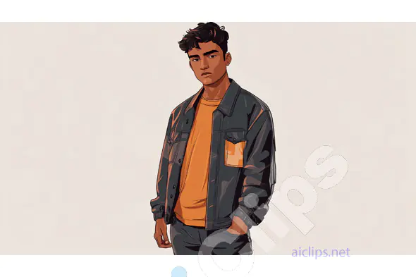 Teen in Denim Jacket Illustration