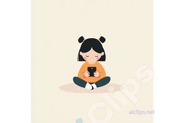 Girl with Smartphone Illustration